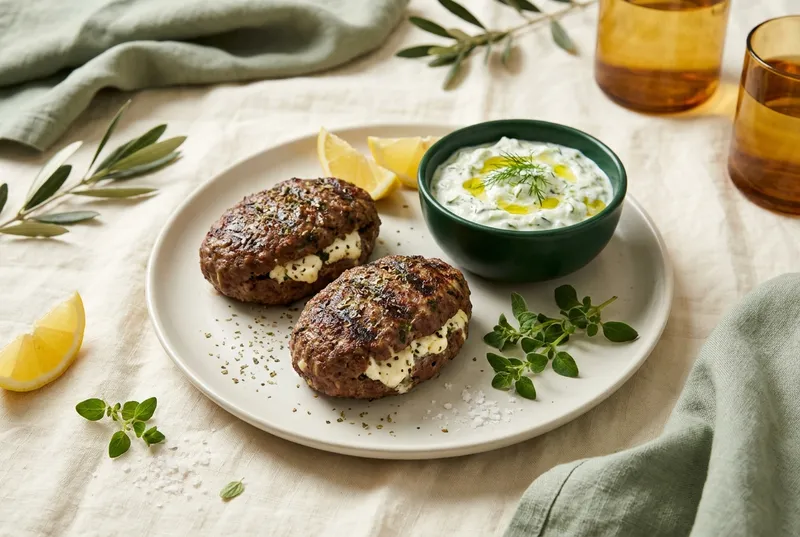 Griechisches Bifteki mit Zucchini-Tzatziki