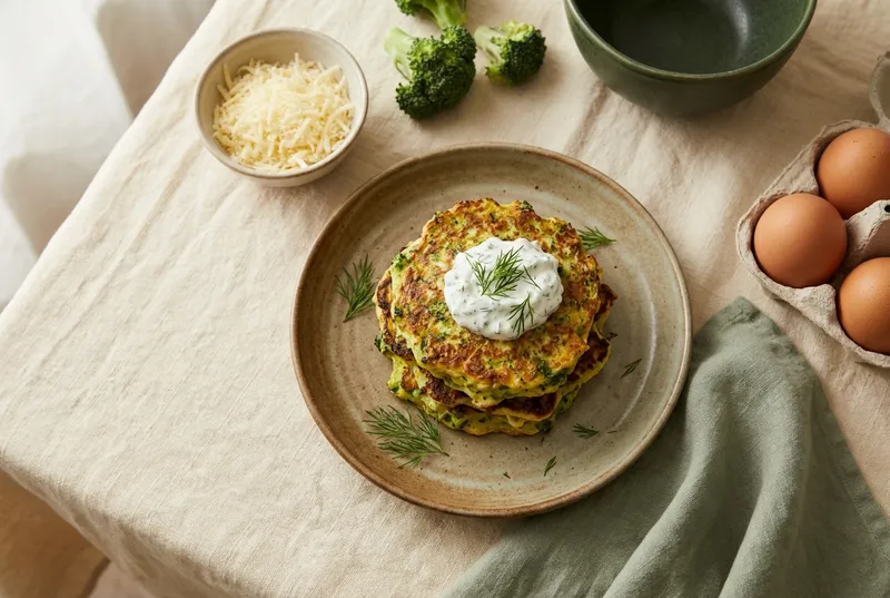 Broccoli-Käse-Puffer mit Kräuterquark