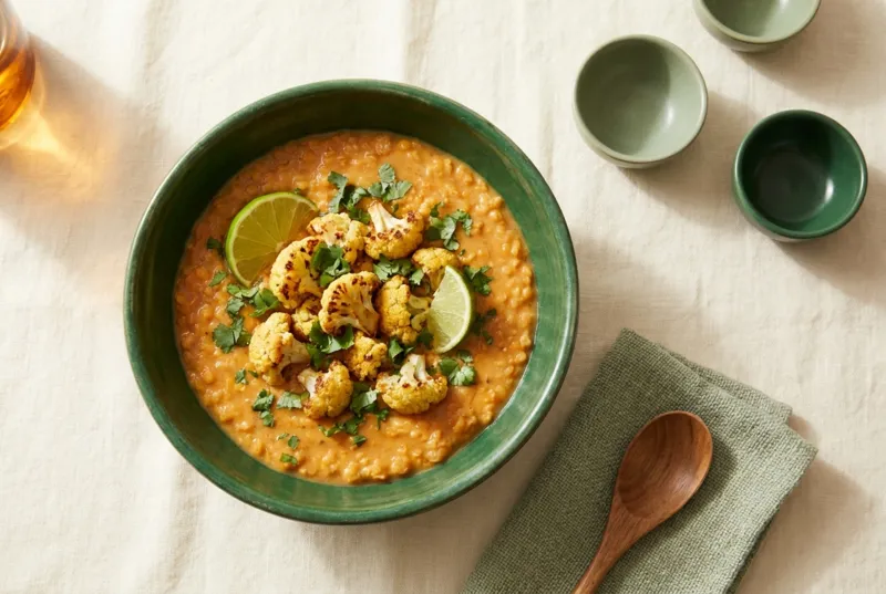 Rotes Linsen-Dal mit Blumenkohl & Kokos (vegan)