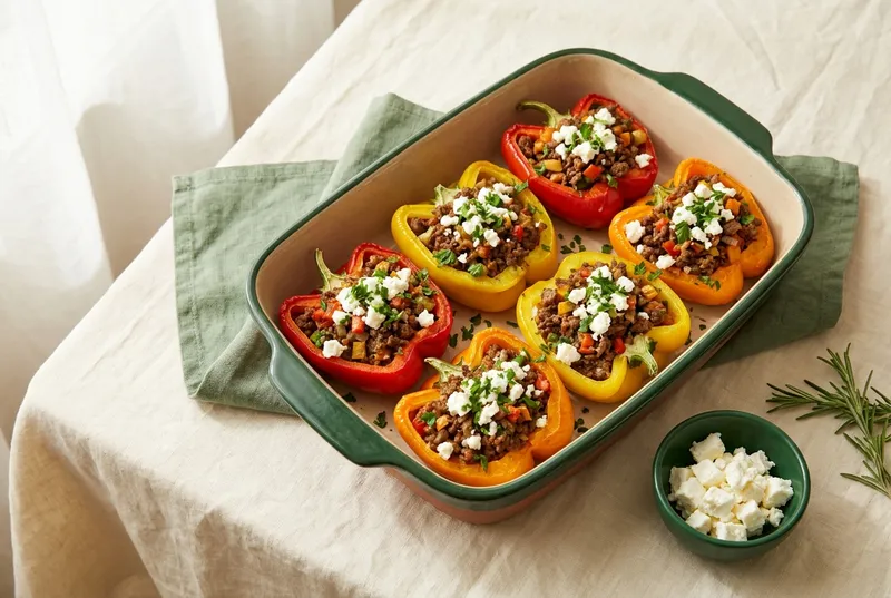Gefüllte Peperoni mit Hackfleisch & Feta