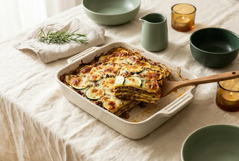 Zucchini-Lasagne mit Rinderhack (Low Carb)