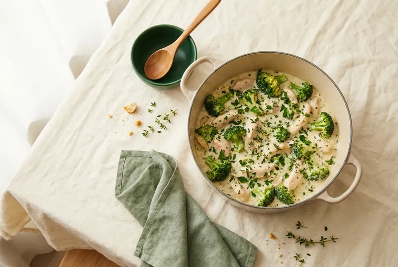 All-in-One Poulet-Broccoli-Topf mit Frischkäse