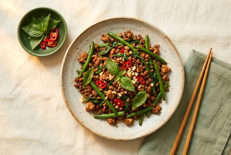 Thai-Basilikum-Poulet aus dem Wok