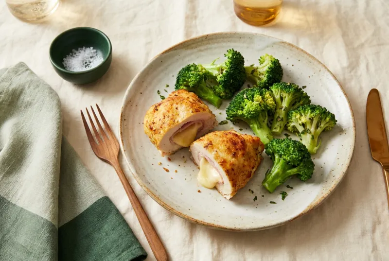 Ofen-Cordon-bleu light mit Broccoli