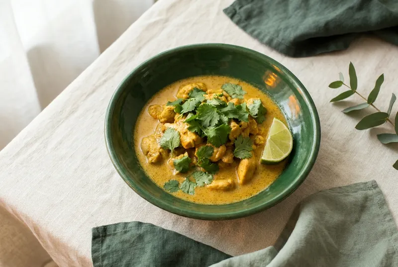 Poulet-Curry mit Kokosmilch & Blumenkohlreis