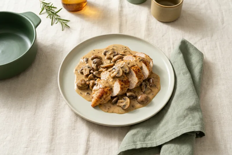 Poulet nach Jäger-Art mit Champignonrahm
