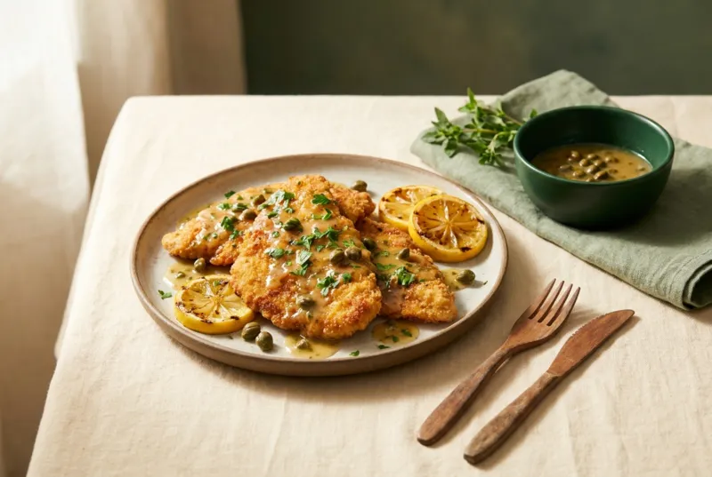 Poulet-Piccata mit Zitronen-Kapern-Sauce