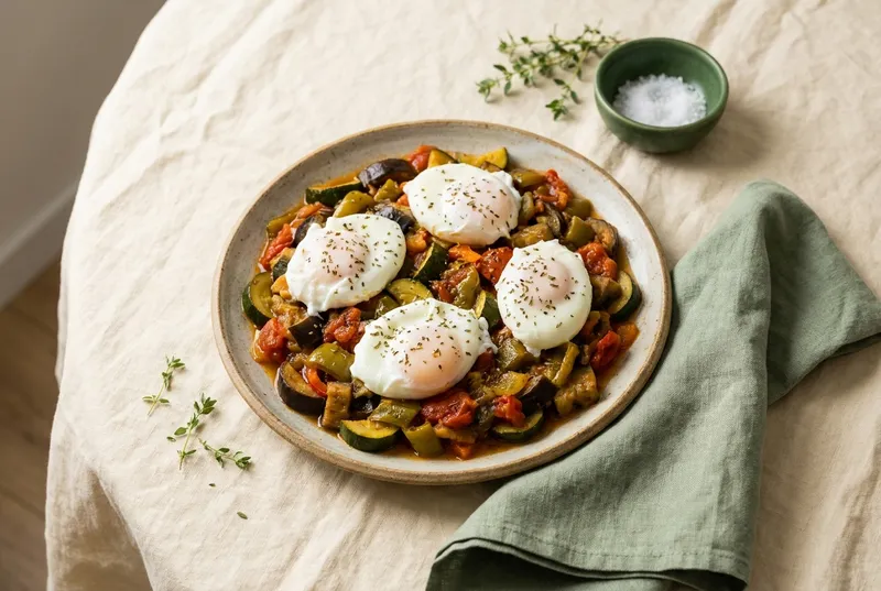 Ratatouille mit pochierten Eiern