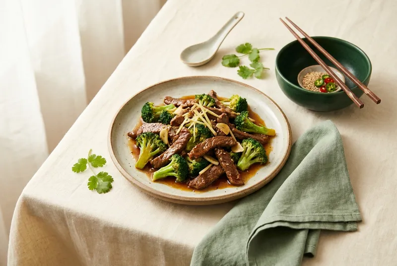 Asia-Rindsstreifen mit Broccoli & Ingwer