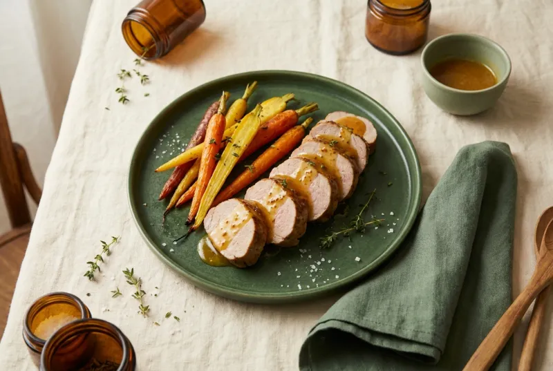 Honig-Senf-Schweinsfilet mit Rüebli