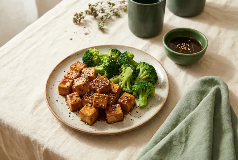 Teriyaki-Tofu mit Broccoli & Sesam (vegan)